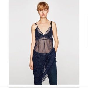 Zara Polka Dot Mesh Dress/Blouse